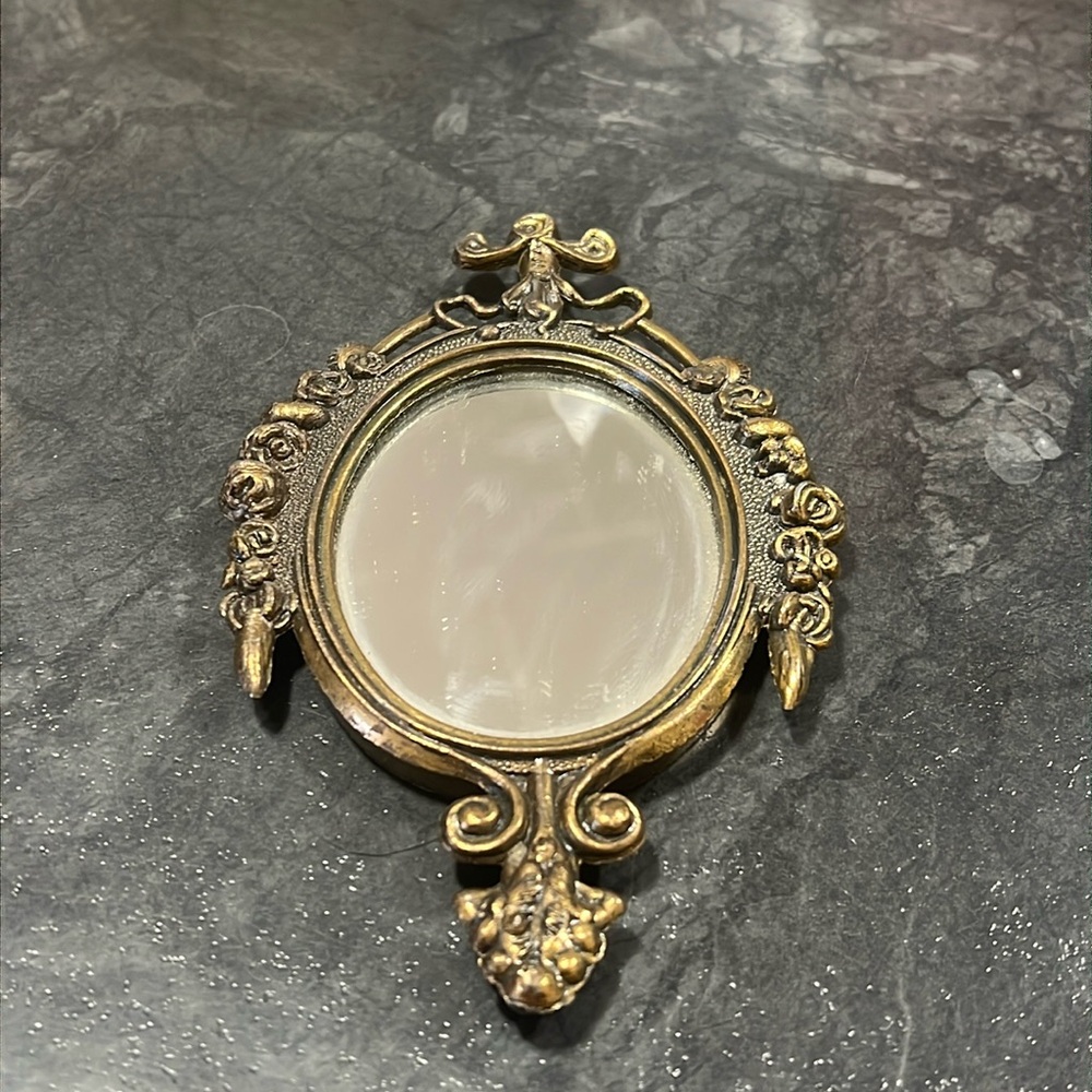 Antique handheld brass Mirror
